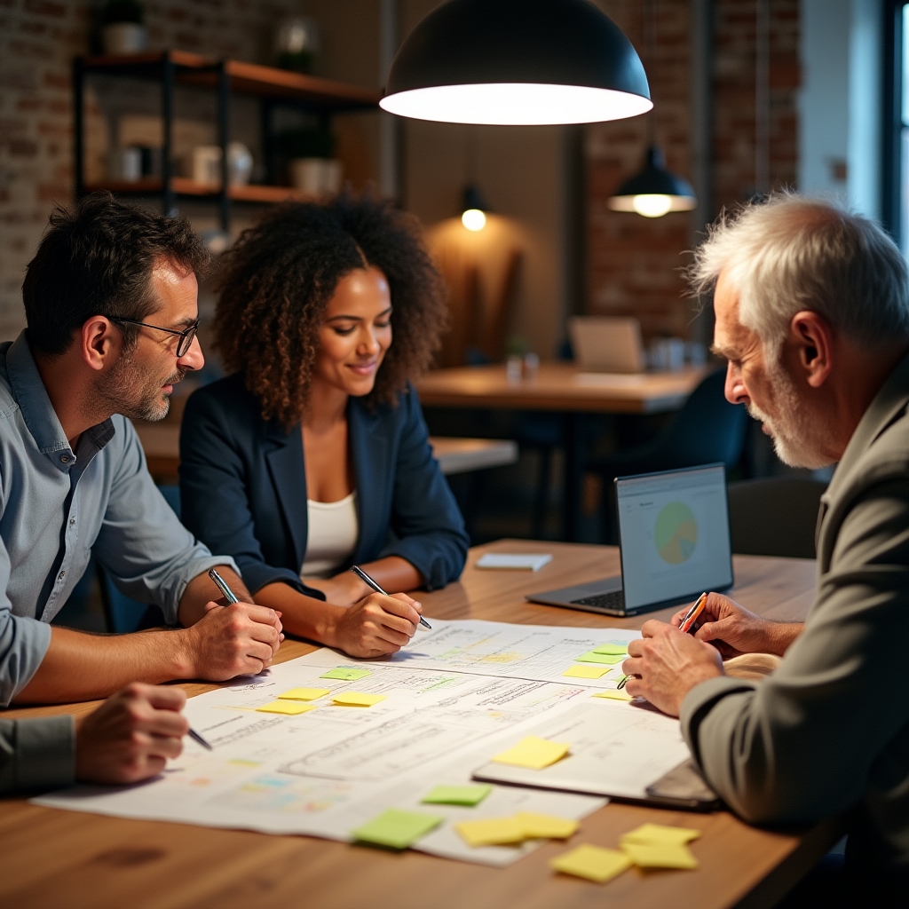 Workshop participants building their own pricing models on paper and laptop